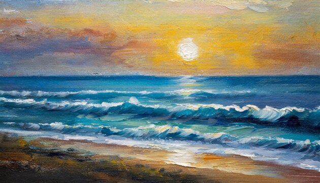 oil painting of the sea on canvas