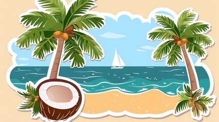 Obraz premium a postcard for a beach holiday, an advertising brochure of a seaside resort, summer, sun, sea, ocean