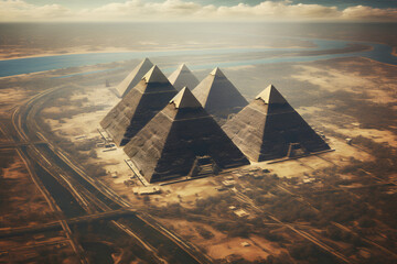 Pyramids in egypt, pyramids, world wonder, pyramids viewed from the sky