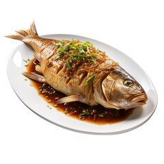 Yummy Fresh grilled fish isolated on white background