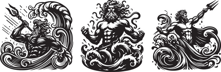 Greek god of the seas and oceans Poseidon or Neptune - obrazy, fototapety, plakaty