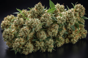Heap of medical cannabis leaves