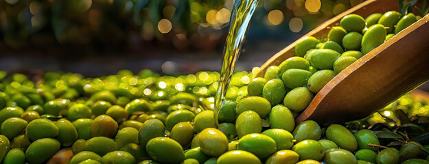 Fresh olives being processed at a mill during harvest. Initial stage of olive oil production with...