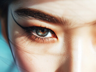 Close-up of Asian Woman's Decorative Beauty Eye  Makeup