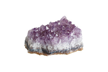 Amethyst mineral stone macro on white background