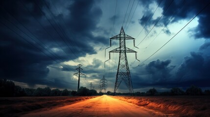 Electricity pylon with dramatic clouds.


