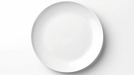 Empty plate isolated on white background. Directly above view.


