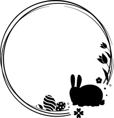 Easter decorated frame with eggs and bunny.Easter  border. Easter decoration with easter eggs and rabbit.Hand drawn easter  background.Happy Easter.