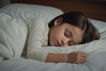 Obraz na płótnie Canvas Adorable little kid sleep in bad at home