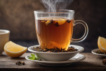 Hot tea in tea cup