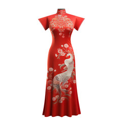 Magnificent  Red Cheongsam isolated on white background
 