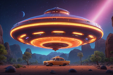 Flying ufo disk alien spaceship