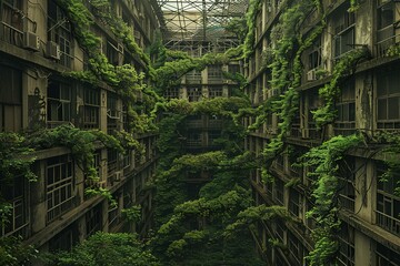 city center of city with buildings and plants, futuristic city, Cityscape, modern city,