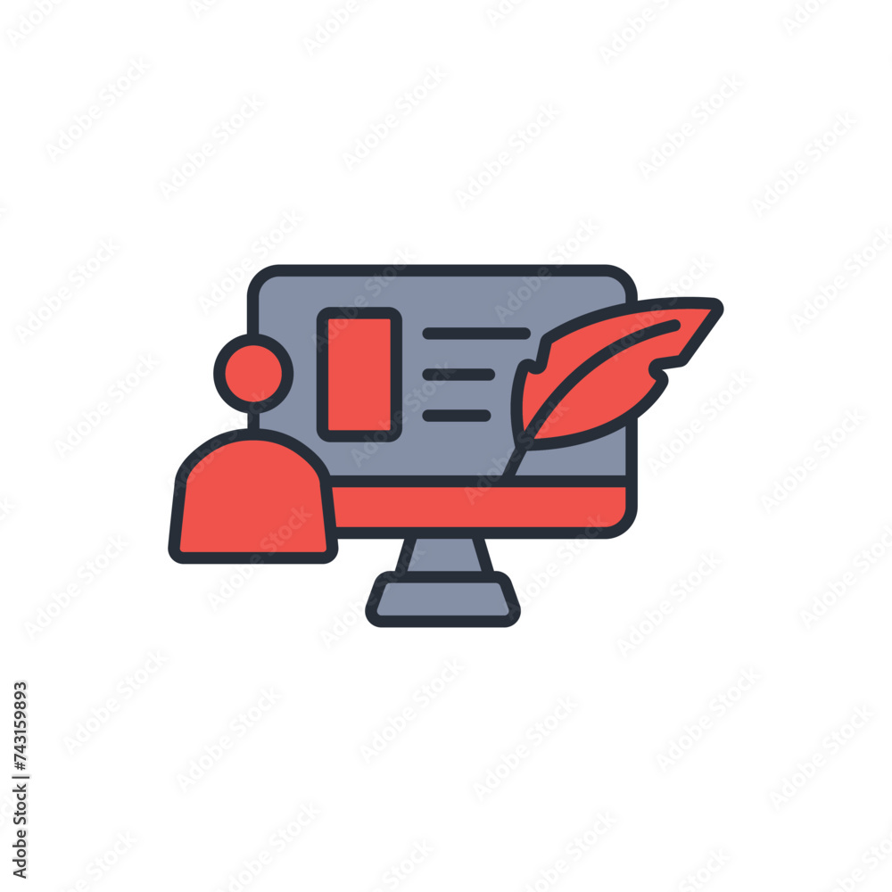 Poster blogger icon. vector.editable stroke.linear style sign for use web design,logo.symbol illustration.