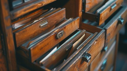 open wooden filing cabinets generative ai