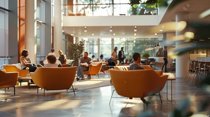 Modern workspace, colourful 