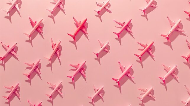 White plane pattern on pink background
