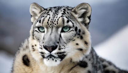 Obraz premium leopard endangered portrait, wildlife, predator, Captivating Close-up Portrait Endangered Snow Leopard