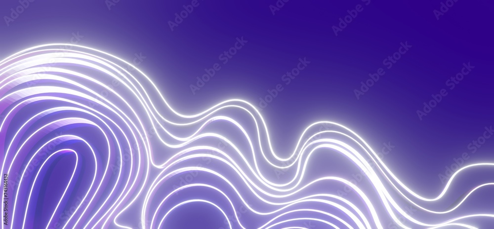 Poster abstract background curve pattern stripes glowing neon 3d render