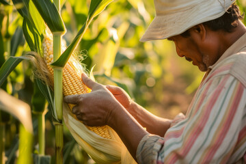 Obraz premium A migrant farmer harvest of corn food