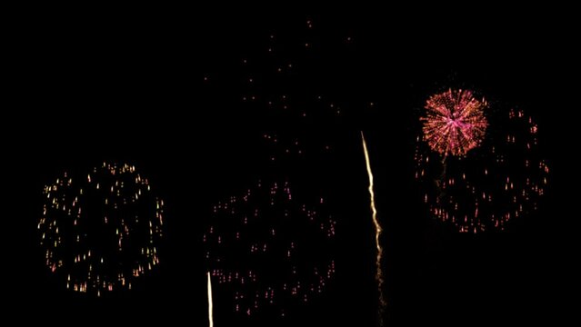 Fireworks celebration 4k video clip. Alpha channel ready, isolated copy paste background