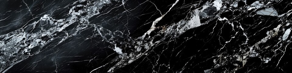 Marble Stone Texture Panorama: Elegant Black and White Background for Design