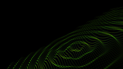 Futuristic sound wave texture. Portal grid, circle warm hole frame. Background for banner design. Big data visualization. 3d rendering.