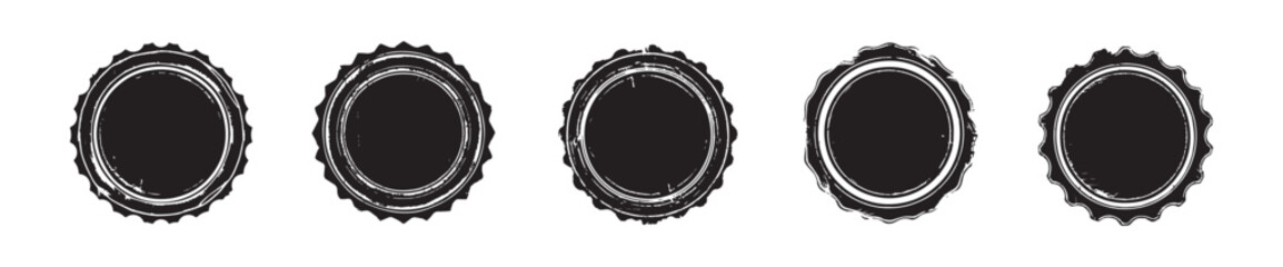 Round shaped grunge style black badge template set, label design. vector illustration, generative ai