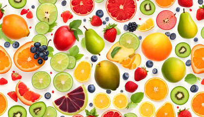 Hintegrund und Vorlage aus frischem Obst gesunden exotischen Früchten voll Energie Vitalität vegan und vegetarische Ernährung natürliche Nahrung sommerlich klar vital und Fitness für den Körper Essen