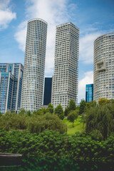 Obraz premium Santa Fe, CDMX, Mexico, 2023- La Mexicana park It is located near the Santa Fe Center and corporate offices area. Open from 5:00 a.m. to 10:00 p.m., every day.