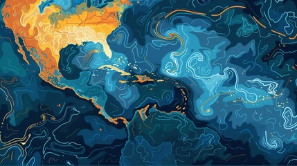 Editable vector illustration of a standard weather map displaying isobars and weather fronts - obrazy, fototapety, plakaty