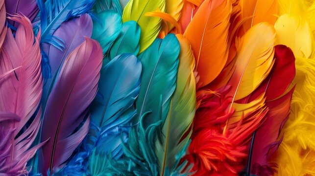 vibrant colored feathers generative ai