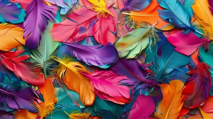 Fototapeta na wymiar vibrant colored feathers generative ai