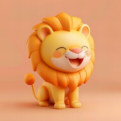 Naklejka premium cute lion 3d cartoon character isolated