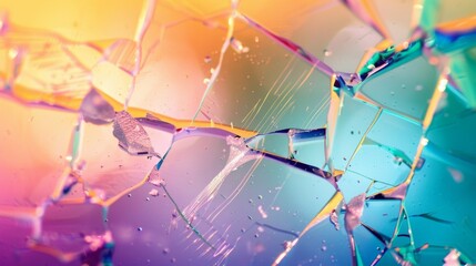 Abstract Splintered Glass Creates a Multicolored Fractured Texture in a Shattered Vibrant Background