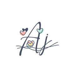 Letter AJ logo with love design vector icon symbol