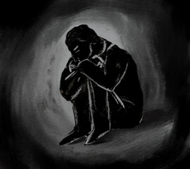 lonely man. mental health. depression and loneliness - 743177844