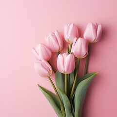 bouquet of tulips Pink pink background
