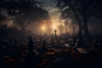 Photo of a Graveyard, Graveyard, last place - obrazy, fototapety, plakaty