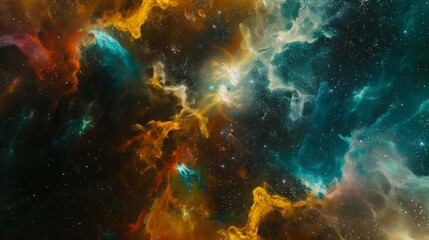 Fototapeta na wymiar Superhero Woozie in an Abstract Background of Interstellar Nebula, Space Exploration Revealed Through Vibrant Artistry