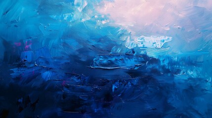 Abstract Twilight Painting Evokes Fading Light with Blue Hues and Artistic Brushstrokes