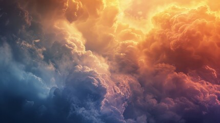 Abstract ethereal cloud background with artistic colorful orange blue gradient light - obrazy, fototapety, plakaty