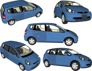 Vector sketch illustration of design for family car transportation for traveling out of town