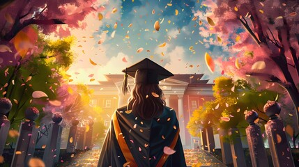 Graduation. Congratulations on the day of graduation at the university. - obrazy, fototapety, plakaty