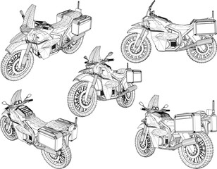 Vector sketch illustration of dirt bike design for city patrol