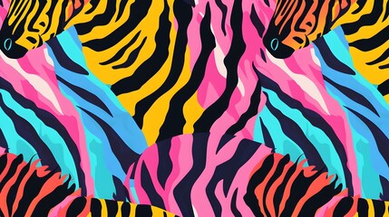 Maximalist 90s Tiger or Zebra Print Seamless Pattern