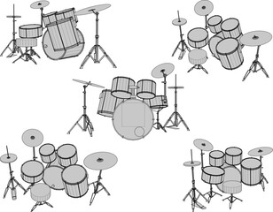 vector sketch illustration of drum musical instrument design for band children © nur