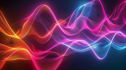 Abstract Waves of Colors Flowing with Dynamic Light Art in a Bright Digital Background
