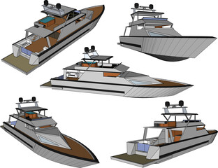 Vector sketch illustration of private travel cruise ship design