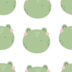 Seamless pattern with cartoon frog, decor element. colorful vector for kids. hand drawing, flat style. Baby design for fabric, print, textile, wrapper